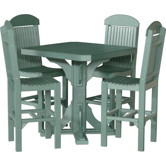 LuxCraft LuxCraft Poly 41′ Square Table Set with 4 Regular Chairs Green Dining Sets