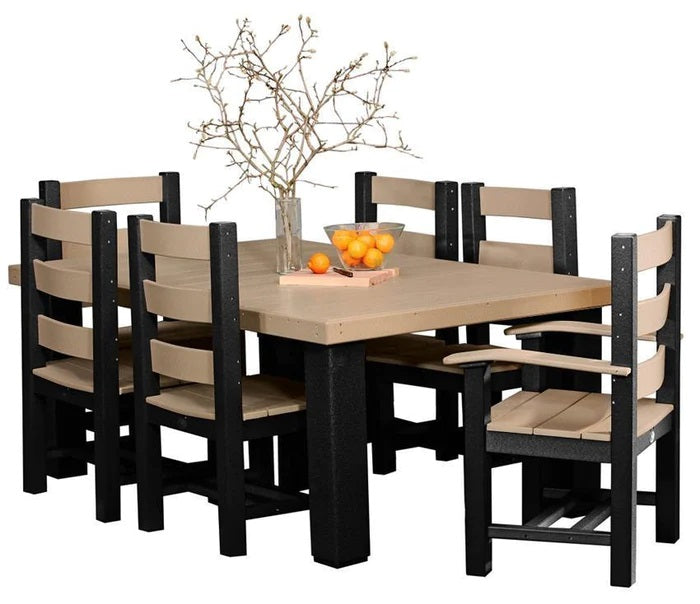 LuxCraft Luxcraft Recycled Plastic 4' X 6' Contemporary Poly Outdoor Dining Set Black Dining Sets P46RTB