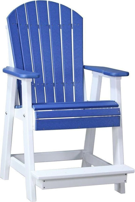 LuxCraft Luxcraft Recycled Plastic Counter Height Adirondack Tete-a-tete Balcony Set Blue On White Balcony Table 2xPABC-1xBTT-BLWH