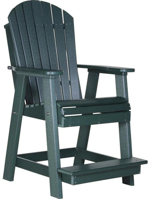 LuxCraft Luxcraft Recycled Plastic Counter Height Adirondack Tete-a-tete Balcony Set Green Balcony Table 2xPABC-1xBTT-G