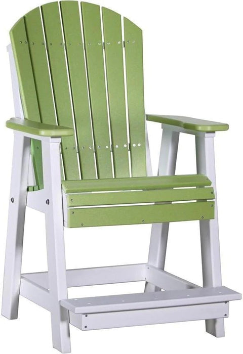 LuxCraft Luxcraft Recycled Plastic Counter Height Adirondack Tete-a-tete Balcony Set Lime Green on White Balcony Table 2xPABC-1xBTT-LGWH
