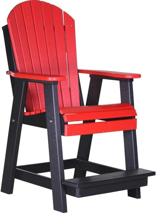 LuxCraft Luxcraft Recycled Plastic Counter Height Adirondack Tete-a-tete Balcony Set Red on Black Balcony Table 2xPABC-1xBTT-RB