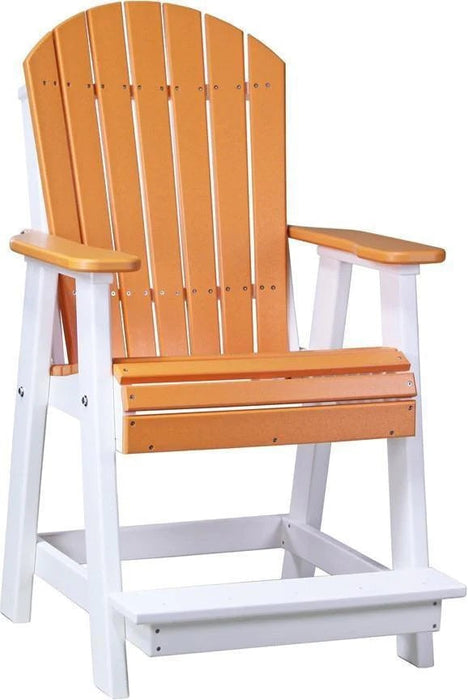 LuxCraft Luxcraft Recycled Plastic Counter Height Adirondack Tete-a-tete Balcony Set Tangerine on White Balcony Table 2xPABC-1xBTT-TWH
