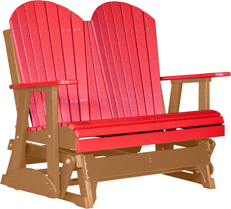 LuxCraft LuxCraft Red 4 ft. Recycled Plastic Adirondack Outdoor Glider Red on Cedar Adirondack Glider 4APGRC