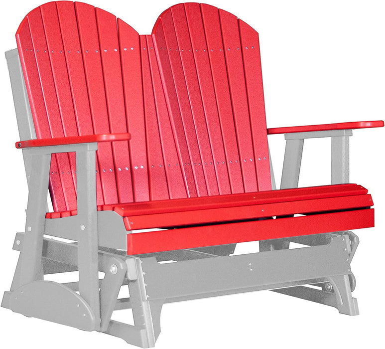 LuxCraft LuxCraft Red 4 ft. Recycled Plastic Adirondack Outdoor Glider Red on Dove Gray Adirondack Glider 4APGRDG