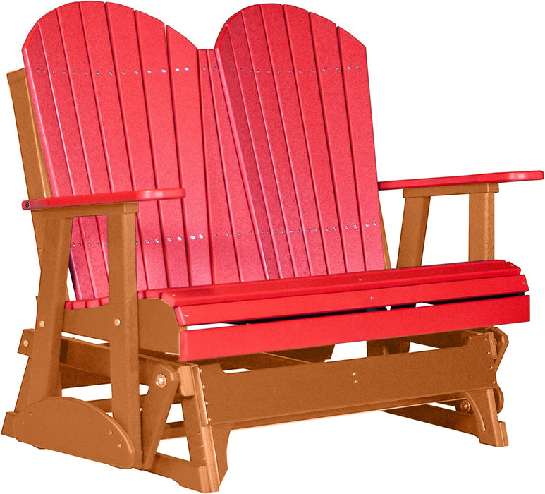 LuxCraft LuxCraft Red 4 ft. Recycled Plastic Adirondack Outdoor Glider Red on Tangerine Adirondack Glider 4APGRT