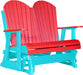LuxCraft LuxCraft Red 4 ft. Recycled Plastic Adirondack Outdoor Glider With Cup Holder Red on Aruba Blue Adirondack Glider 4APGRAB-CH
