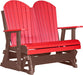 LuxCraft LuxCraft Red 4 ft. Recycled Plastic Adirondack Outdoor Glider With Cup Holder Red on Chestnut Brown Adirondack Glider 4APGRCB-CH