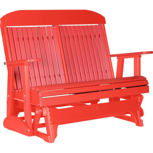 LuxCraft LuxCraft Red 4 ft. Recycled Plastic Highback Outdoor Glider Bench Red Highback Glider 4CPGR