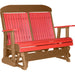 LuxCraft LuxCraft Red 4 ft. Recycled Plastic Highback Outdoor Glider Bench Red on Cedar Highback Glider 4CPGRC