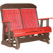 LuxCraft LuxCraft Red 4 ft. Recycled Plastic Highback Outdoor Glider Bench Red on Chestnut Brown Highback Glider 4CPGRCBR