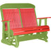 LuxCraft LuxCraft Red 4 ft. Recycled Plastic Highback Outdoor Glider Bench Red on Lime Green Highback Glider 4CPGRLG