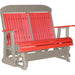 LuxCraft LuxCraft Red 4 ft. Recycled Plastic Highback Outdoor Glider Bench With Cup Holder Highback Glider