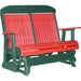 LuxCraft LuxCraft Red 4 ft. Recycled Plastic Highback Outdoor Glider Bench With Cup Holder Red on Green Highback Glider 4CPGRG-CH