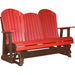 LuxCraft LuxCraft Red 5 ft. Recycled Plastic Adirondack Outdoor Glider Red on Chestnut Brown Adirondack Glider 5APGRCB