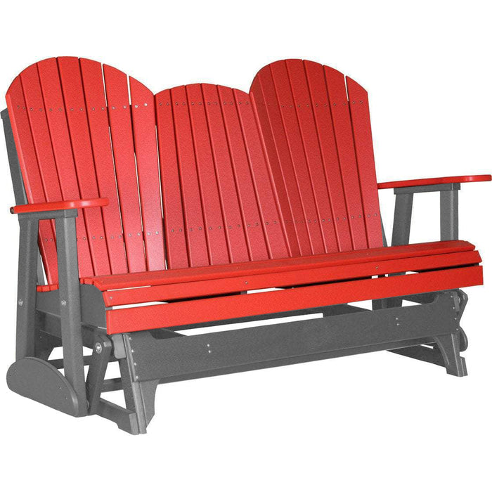 LuxCraft LuxCraft Red 5 ft. Recycled Plastic Adirondack Outdoor Glider Red on Slate Adirondack Glider 5APGRS