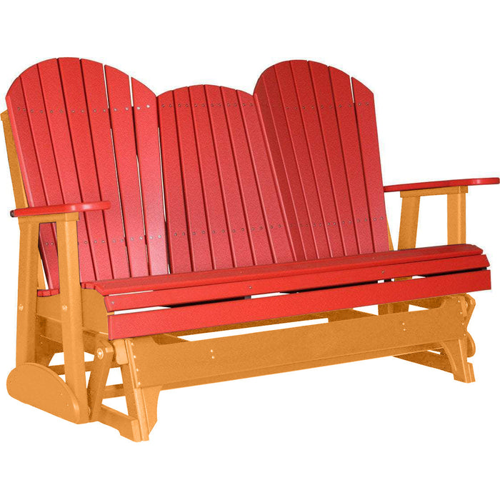 LuxCraft LuxCraft Red 5 ft. Recycled Plastic Adirondack Outdoor Glider Red on Tangerine Adirondack Glider 5APGRT