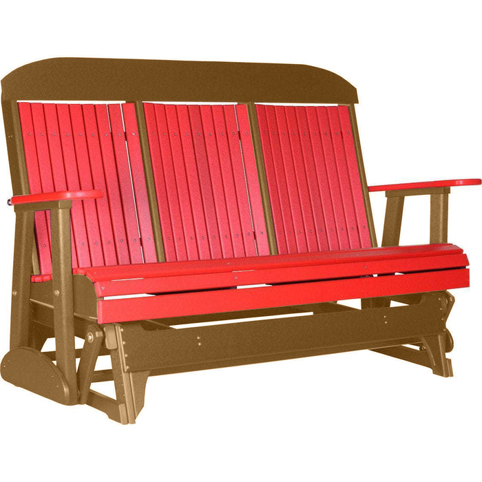 LuxCraft LuxCraft Red 5 ft. Recycled Plastic Highback Outdoor Glider Red on Cedar Highback Glider 5CPGRC