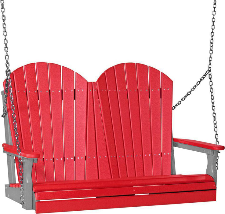 LuxCraft LuxCraft Red Adirondack 4ft. Recycled Plastic Porch Swing Red on Gray / Adirondack Porch Swing Porch Swing 4APSRGR