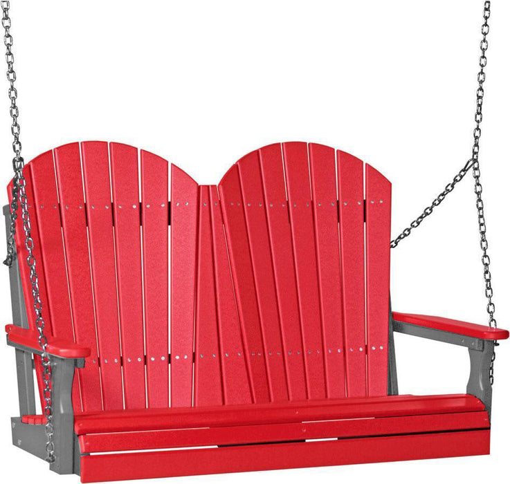 LuxCraft LuxCraft Red Adirondack 4ft. Recycled Plastic Porch Swing Red on Slate / Adirondack Porch Swing Porch Swing 4APSRS