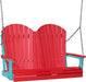 LuxCraft LuxCraft Red Adirondack 4ft. Recycled Plastic Porch Swing With Cup Holder Red on Aruba Blue / Adirondack Porch Swing Porch Swing 4APSRAB-CH
