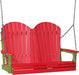 LuxCraft LuxCraft Red Adirondack 4ft. Recycled Plastic Porch Swing With Cup Holder Red on Lime Green / Adirondack Porch Swing Porch Swing 4APSRLG-CH