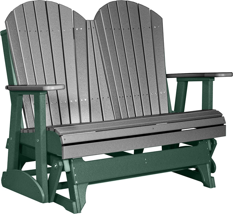 LuxCraft LuxCraft Slate 4 ft. Recycled Plastic Adirondack Outdoor Glider Slate on Green Adirondack Glider 4APGSG