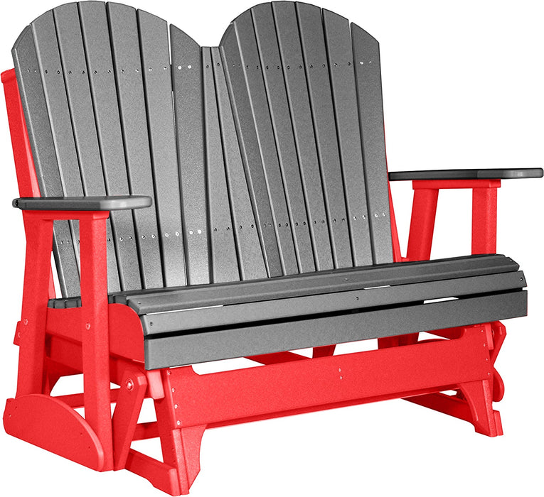 LuxCraft LuxCraft Slate 4 ft. Recycled Plastic Adirondack Outdoor Glider Slate on Red Adirondack Glider 4APGSR