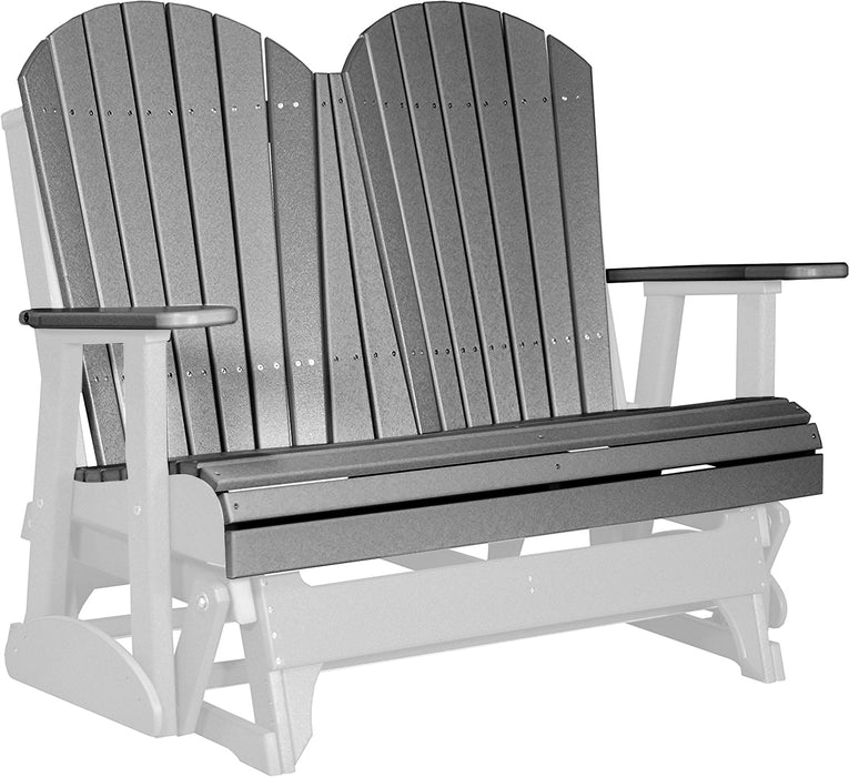 LuxCraft LuxCraft Slate 4 ft. Recycled Plastic Adirondack Outdoor Glider Slate on White Adirondack Glider 4APGSWH