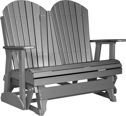 LuxCraft LuxCraft Slate 4 ft. Recycled Plastic Adirondack Outdoor Glider With Cup Holder Slate Adirondack Glider 4APGS-CH