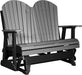LuxCraft LuxCraft Slate 4 ft. Recycled Plastic Adirondack Outdoor Glider With Cup Holder Slate On Black Adirondack Glider 4APGSB-CH