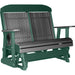 LuxCraft LuxCraft Slate 4 ft. Recycled Plastic Highback Outdoor Glider Bench With Cup Holder Slate on Green Highback Glider 4CPGSG-CH