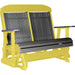 LuxCraft LuxCraft Slate 4 ft. Recycled Plastic Highback Outdoor Glider Bench With Cup Holder Slate on Yellow Highback Glider 4CPGSY-CH