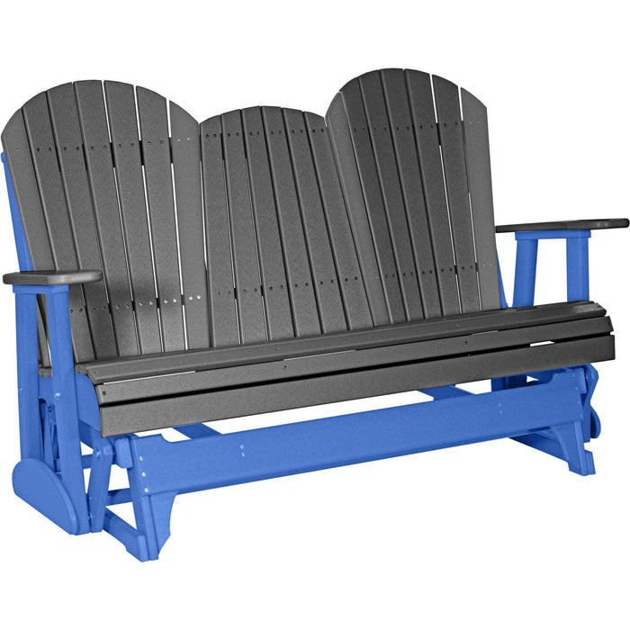 LuxCraft LuxCraft Slate 5 ft. Recycled Plastic Adirondack Outdoor Glider Slate on Blue Adirondack Glider 5APGSBL