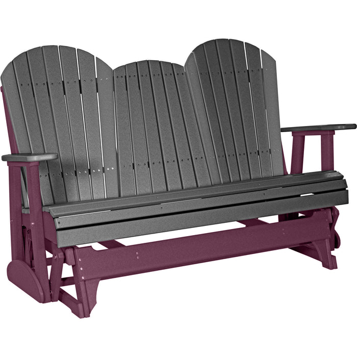 LuxCraft LuxCraft Slate 5 ft. Recycled Plastic Adirondack Outdoor Glider Slate on Cherrywood Adirondack Glider 5APGSCW