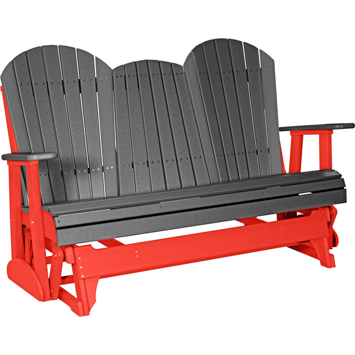 LuxCraft LuxCraft Slate 5 ft. Recycled Plastic Adirondack Outdoor Glider Slate on Red Adirondack Glider 5APGSR