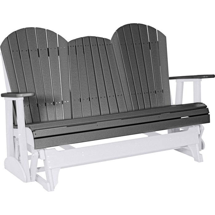 LuxCraft LuxCraft Slate 5 ft. Recycled Plastic Adirondack Outdoor Glider Slate on White Adirondack Glider 5APGSWH