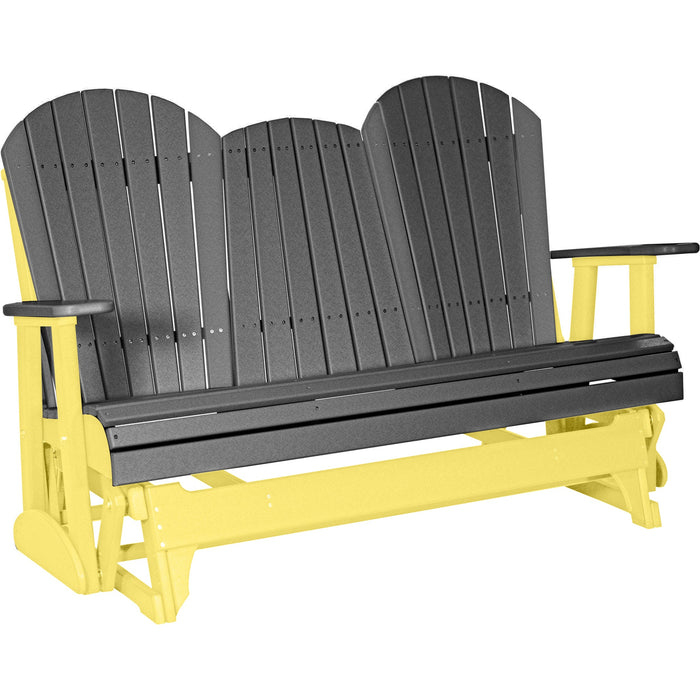 LuxCraft LuxCraft Slate 5 ft. Recycled Plastic Adirondack Outdoor Glider With Cup Holder Adirondack Glider