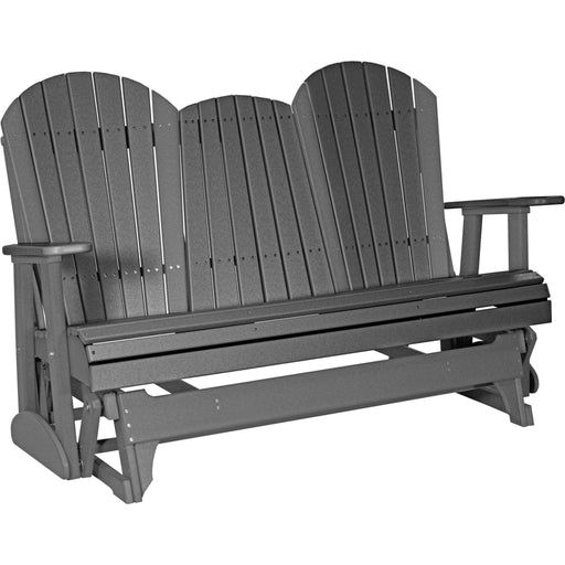 LuxCraft LuxCraft Slate 5 ft. Recycled Plastic Adirondack Outdoor Glider With Cup Holder Slate Adirondack Glider 5APGS-CH