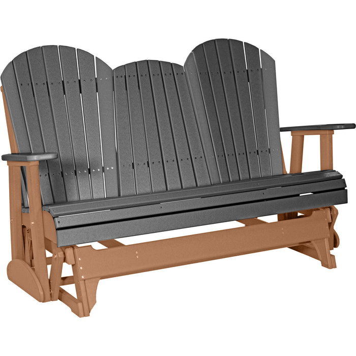 LuxCraft LuxCraft Slate 5 ft. Recycled Plastic Adirondack Outdoor Glider With Cup Holder Slate on Cedar Adirondack Glider 5APGSC-CH