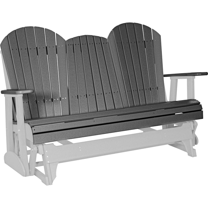 LuxCraft LuxCraft Slate 5 ft. Recycled Plastic Adirondack Outdoor Glider With Cup Holder Slate on Dove Gray Adirondack Glider 5APGSDG-CH