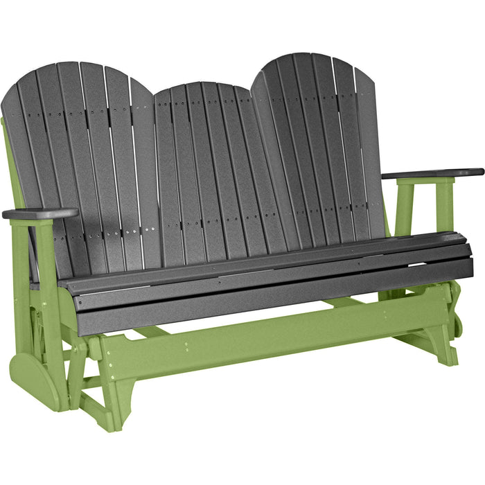 LuxCraft LuxCraft Slate 5 ft. Recycled Plastic Adirondack Outdoor Glider With Cup Holder Slate on Green Adirondack Glider 5APGSG-CH