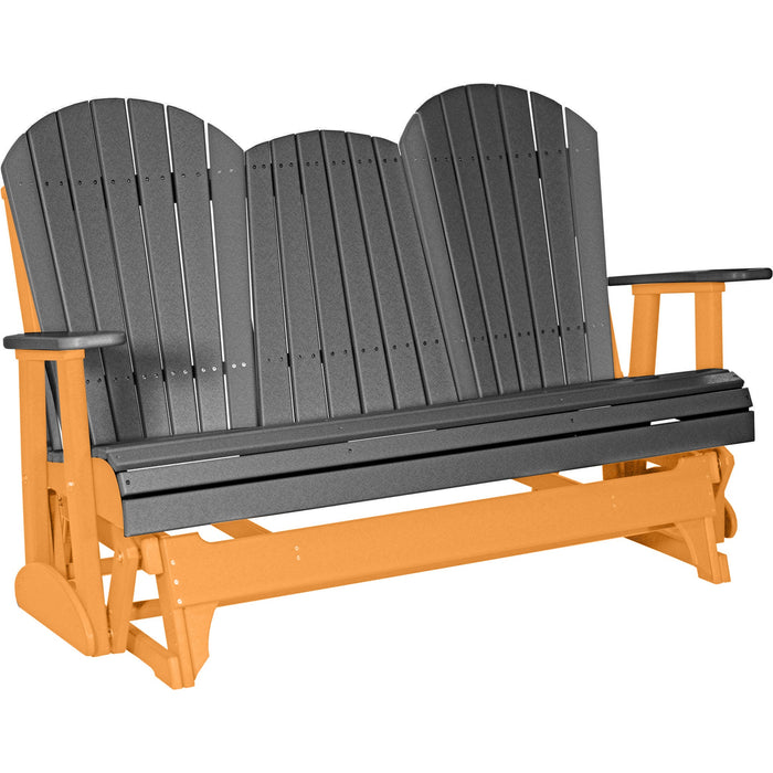 LuxCraft LuxCraft Slate 5 ft. Recycled Plastic Adirondack Outdoor Glider With Cup Holder Slate on Tangerine Adirondack Glider 5APGST-CH