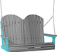 LuxCraft LuxCraft Slate Adirondack 4ft. Recycled Plastic Porch Swing Slate on Aruba Blue / Adirondack Porch Swing Porch Swing 4APSSAB