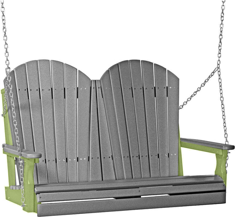LuxCraft LuxCraft Slate Adirondack 4ft. Recycled Plastic Porch Swing Slate on Lime Green / Adirondack Porch Swing Porch Swing 4APSSLG