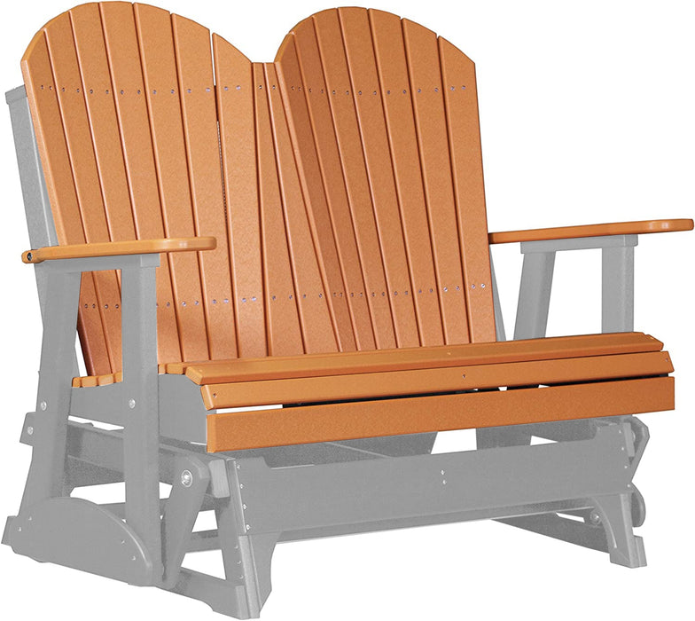 LuxCraft LuxCraft Tangerine 4 ft. Recycled Plastic Adirondack Outdoor Glider With Cup Holder Tangerine on Dove Gray Adirondack Glider 4APGTDG-CH