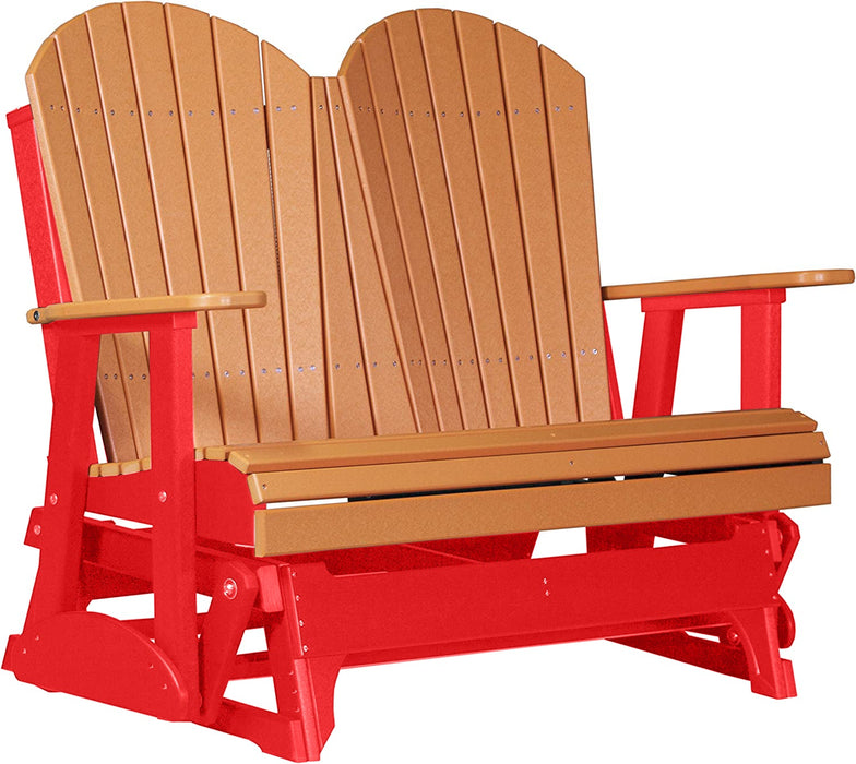LuxCraft LuxCraft Tangerine 4 ft. Recycled Plastic Adirondack Outdoor Glider With Cup Holder Tangerine on Red Adirondack Glider 4APGTR-CH