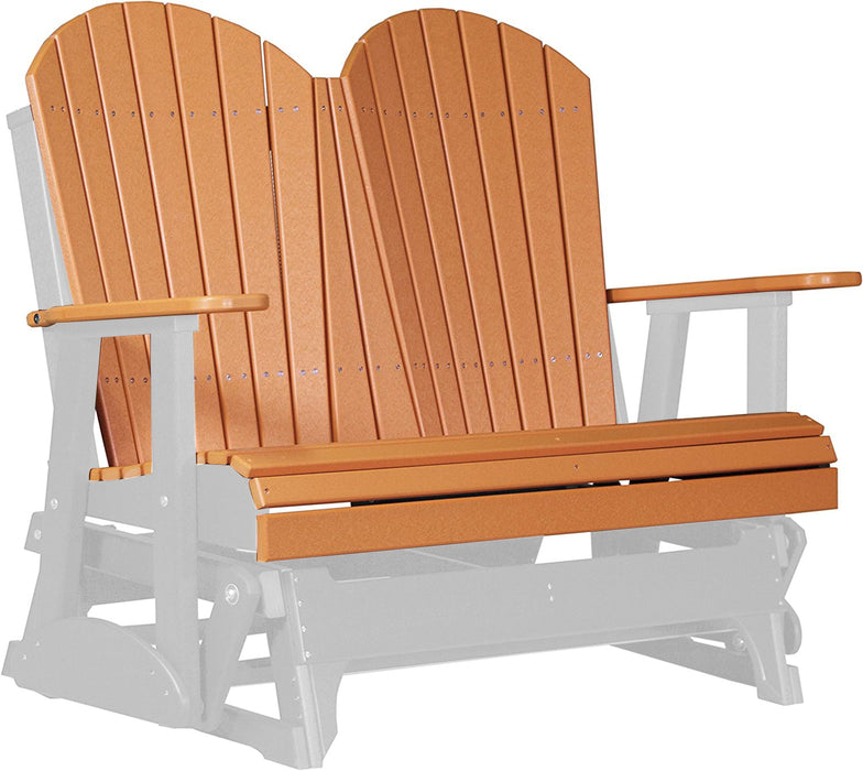 LuxCraft LuxCraft Tangerine 4 ft. Recycled Plastic Adirondack Outdoor Glider With Cup Holder Tangerine on White Adirondack Glider 4APGTWH-CH
