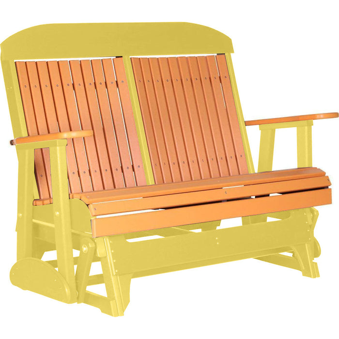 LuxCraft LuxCraft Tangerine 4 ft. Recycled Plastic Highback Outdoor Glider Bench With Cup Holder Highback Glider