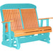 LuxCraft LuxCraft Tangerine 4 ft. Recycled Plastic Highback Outdoor Glider Bench With Cup Holder Tangerine on Aruba Blue Highback Glider 4CPGTAB-CH